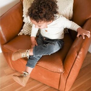 NEW Piper Finn Harriet Brown Leather High Top Hard Sole Oxfords Shoes size 8